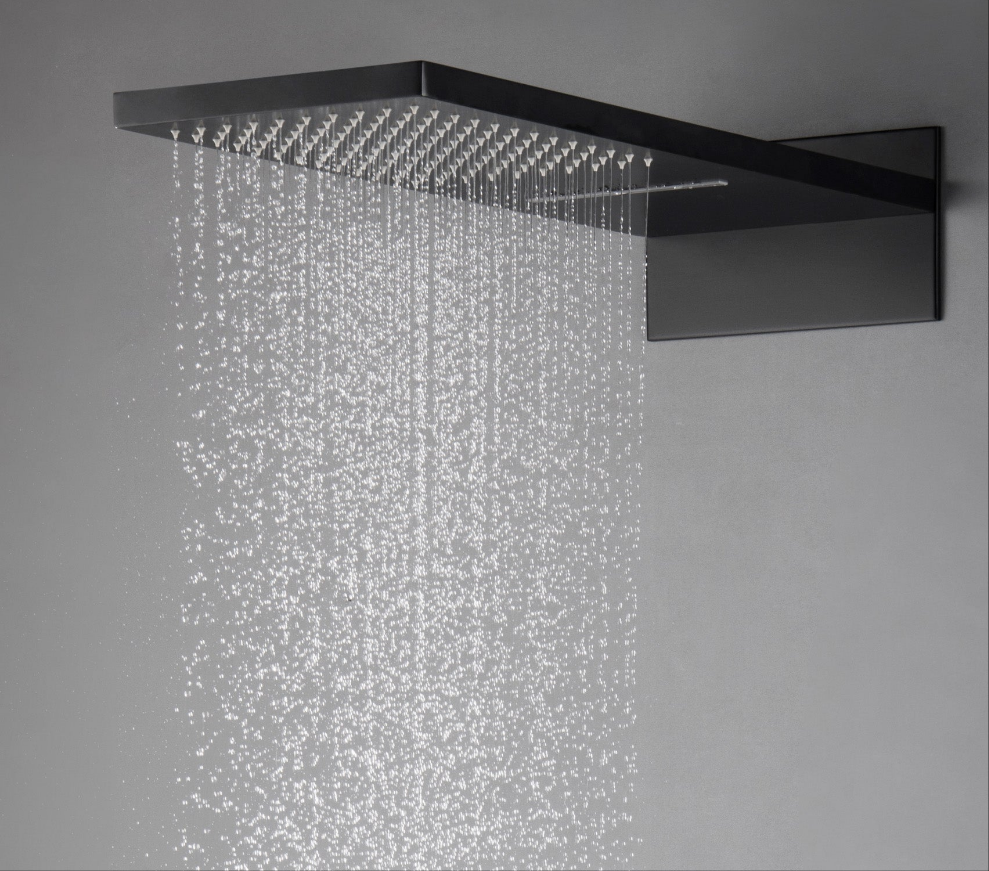 Thermostatic matte black shower mixer.