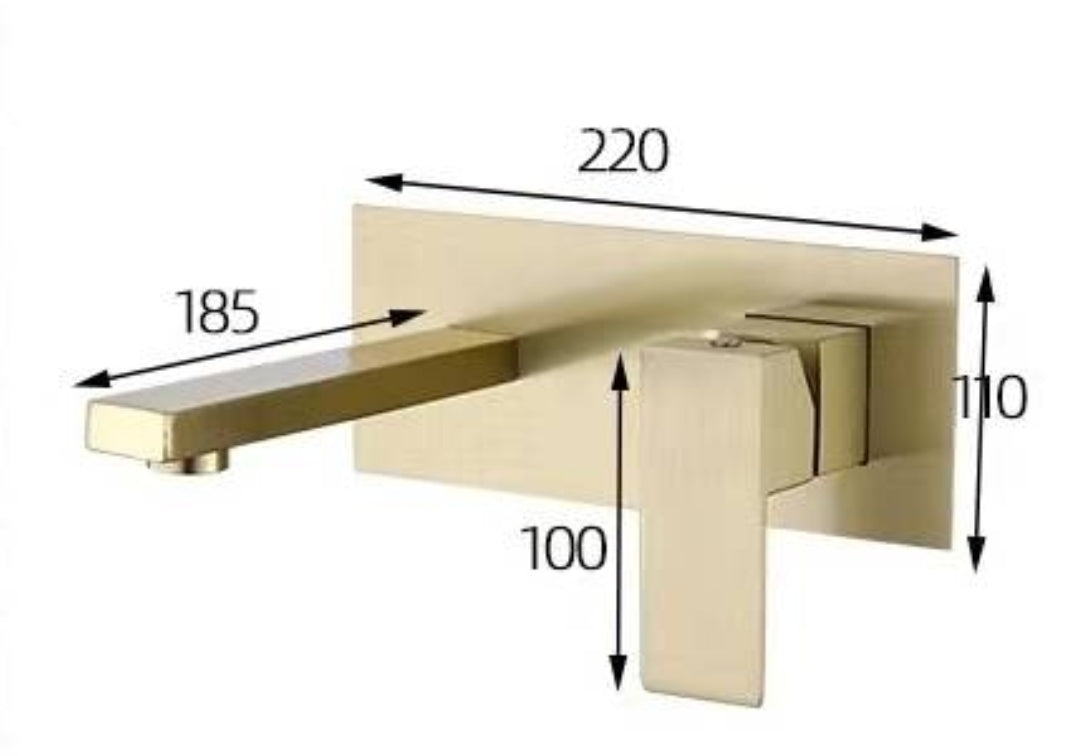 Silver, Gold or Black Wall mounted basin mixer tap